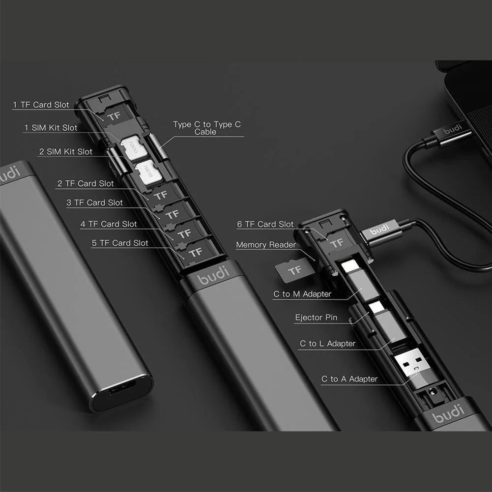 3-in-1 Multi-Function Smart Adapter Card Storage Data Cable USB Box