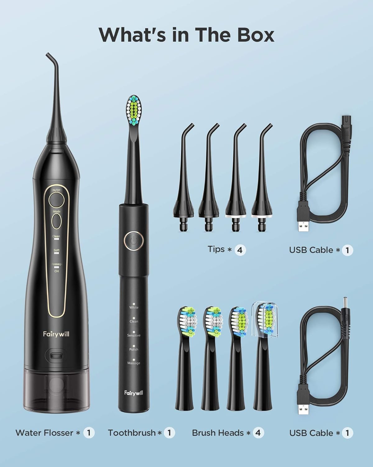 Fairywill Cordless Water Flosser and Toothbrush Combo - Advanced Oral Care