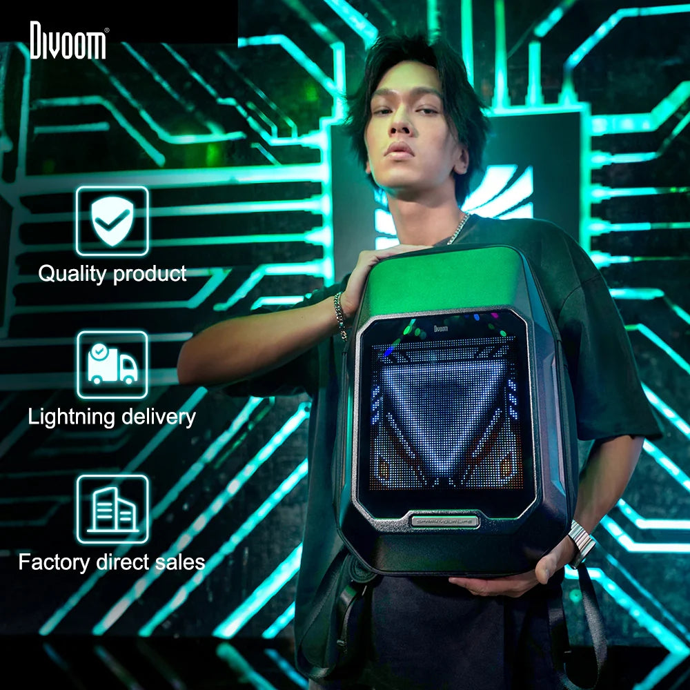 Divoom Cyberbag Pixel Art LED Backpack - Black
