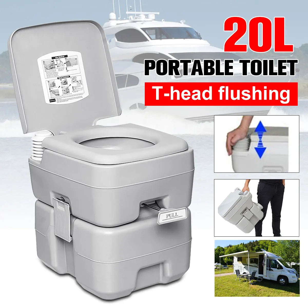 Portable Chemical Toilet with 20L Capacity
