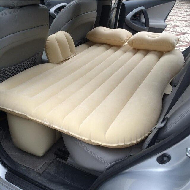 Inflatable and Foldable Car Bed with Head Pillows and Air Pump