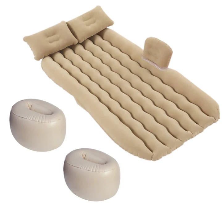 Inflatable and Foldable Car Bed with Head Pillows and Air Pump