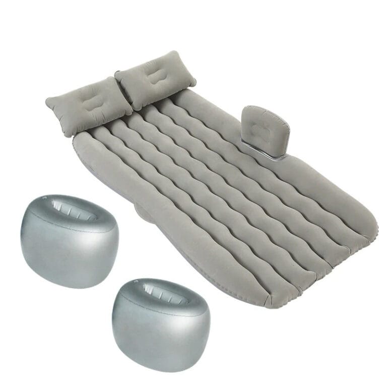 Inflatable and Foldable Car Bed with Head Pillows and Air Pump
