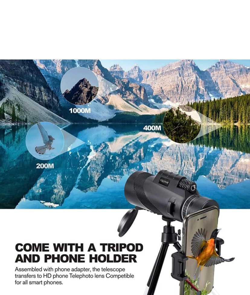 High-Power Monocular Telescope with Focus Adjustment