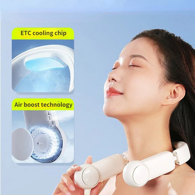 Portable Mini Neck Fan - Bladeless, USB Rechargeable, and Wearable