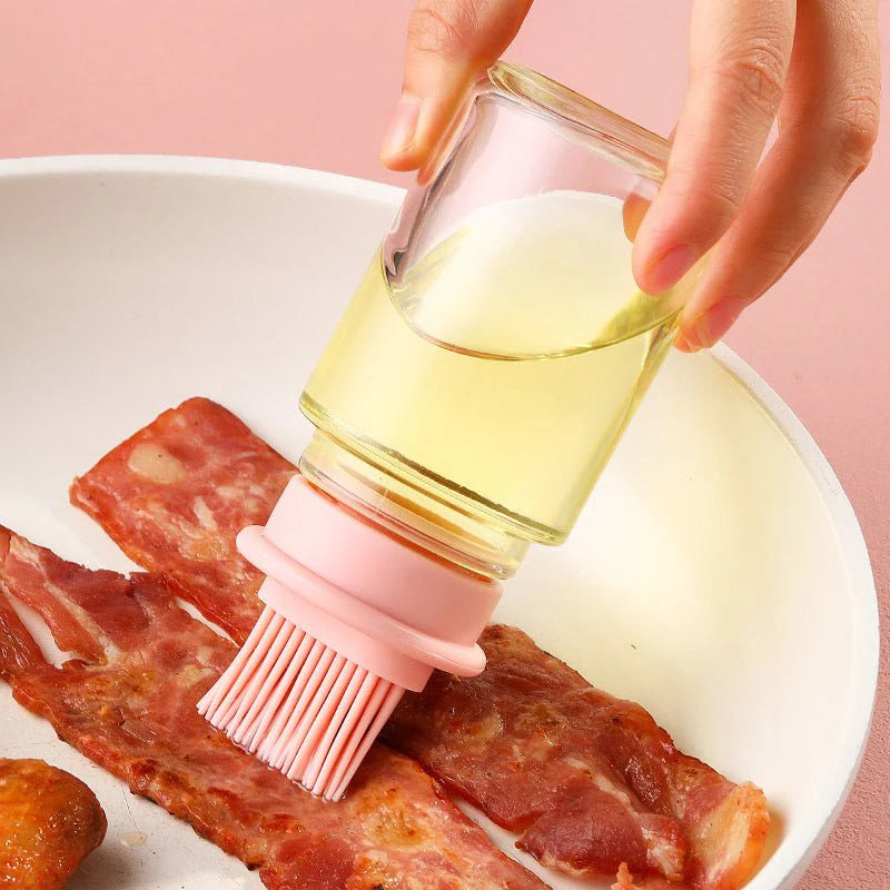 Portable Oil Bottle with Brush Silicone - High-Temperature Kitchen and BBQ Tool