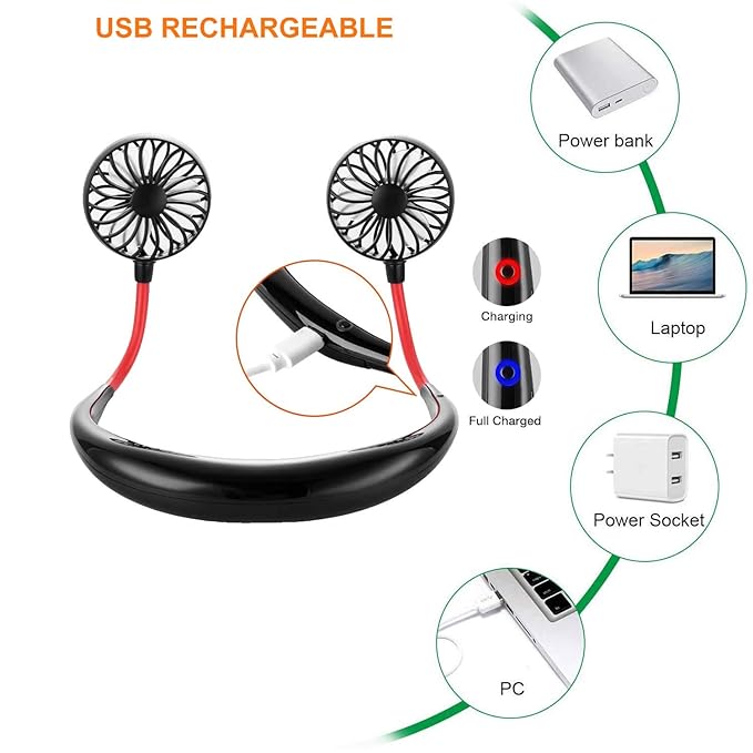 Pinlife Sports Neck Fan - Stay Cool Anywhere - Head Fan