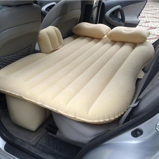 Inflatable and Foldable Car Bed with Head Pillows and Air Pump