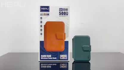 بنك طاقة لاسلكي HEPU HP-258 بسعة 5000 مللي أمبير/ساعة مع حقيبة بطاقات وشحن سريع PD بقوة 15 وات